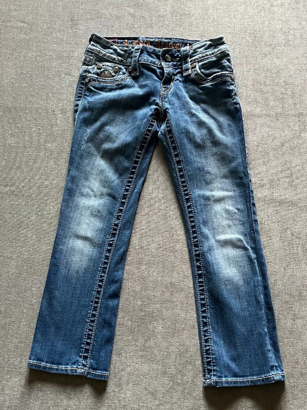 Rock Revival Mid Rise Capri Jeans Women 25 Blue Denim Cotton Stretch Pockets